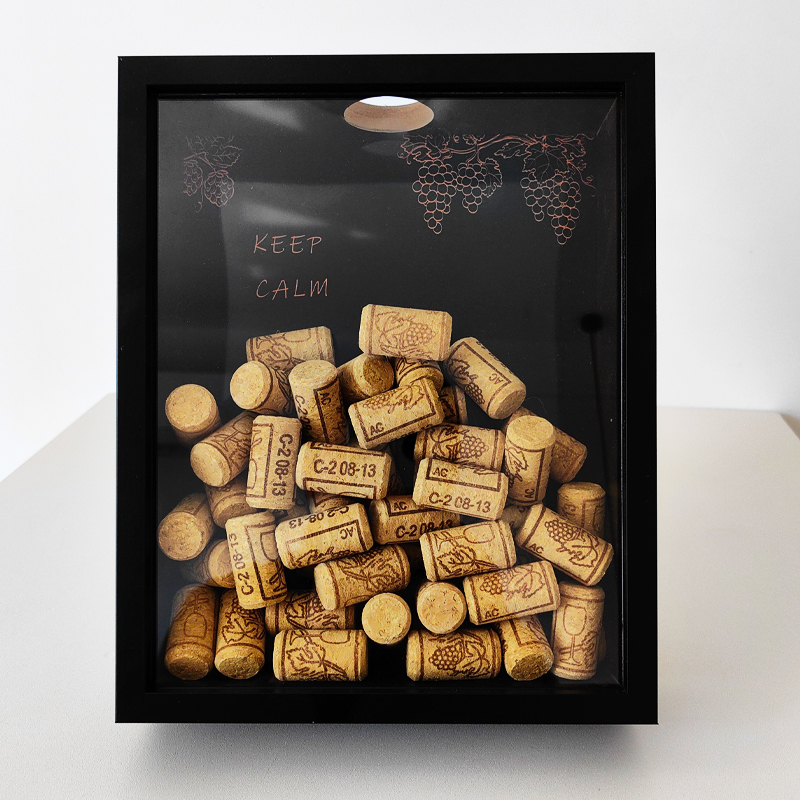 Vintage Collectible Glass - ไวน์แดง Cork กรอบไม้ไวน์ Cork กรอบรูปขวดไวน์ Corks