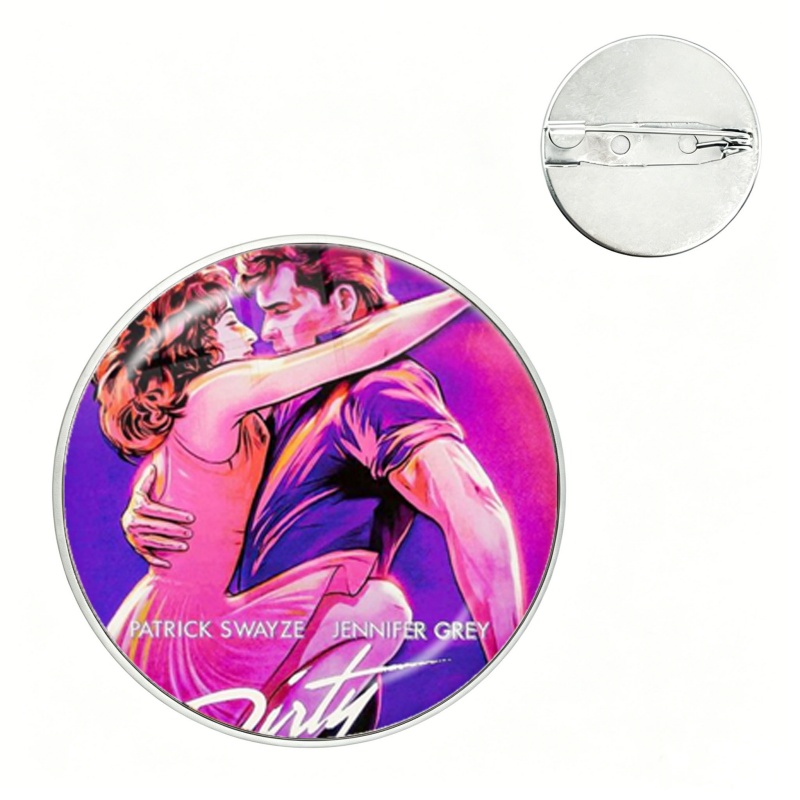 Vintage Collectible Glass - เข็มกลัดแก้วลายหนังวินเทจ Dirty Dancing ของสะสมสำหรับแฟนๆ ของขวัญตกแต่งกระเป๋า