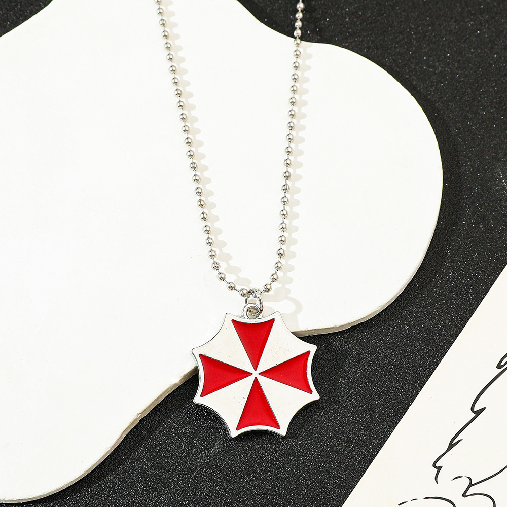 Vintage Necklace - สร้อยคอจี้ร่มสีแดงสไตล์วินเทจ เครื่องประดับสุดเท่ห์ ของสะสมสำหรับแฟนๆ
