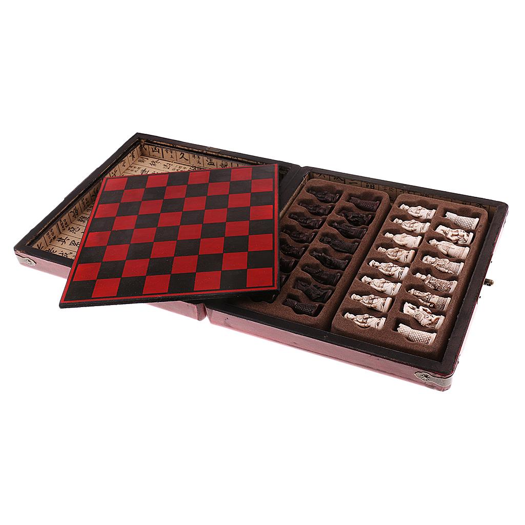 Vintage Collectible Board Games - ชุดหมากรุกจีน กระดานไม้ขนาดเล็ก สไตล์วินเทจ เกมหมากรุก ของสะสม กล่องใส่ชิ้นหมากรุก
