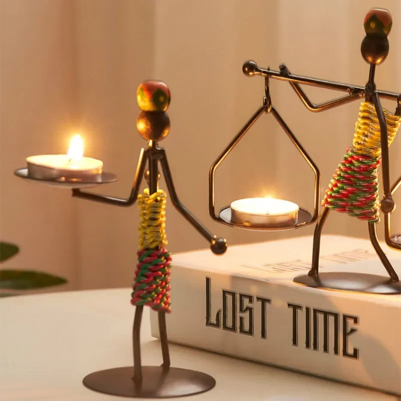 Collectible Vintage Matches - Vintage เชิงเทียนโลหะ Handmade Iron เทียน Creative