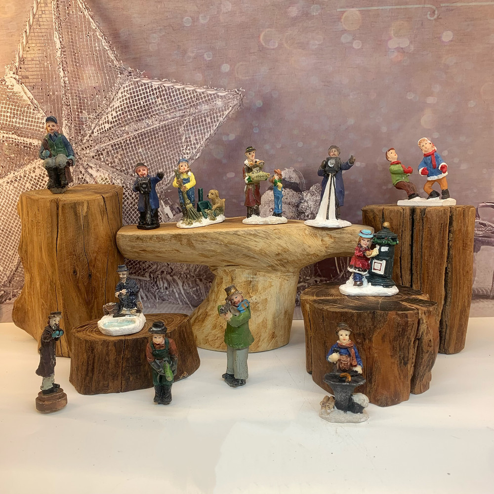 Vintage Collectible Ornaments - โมเดลเรซิ่นเมืองฤดูหนาวสไตล์วิคตอเรียนโบราณ, ของตกแต่งฉากคริสต์มาส, ของสะสมสำหรับเทศกาลและการเดินทาง