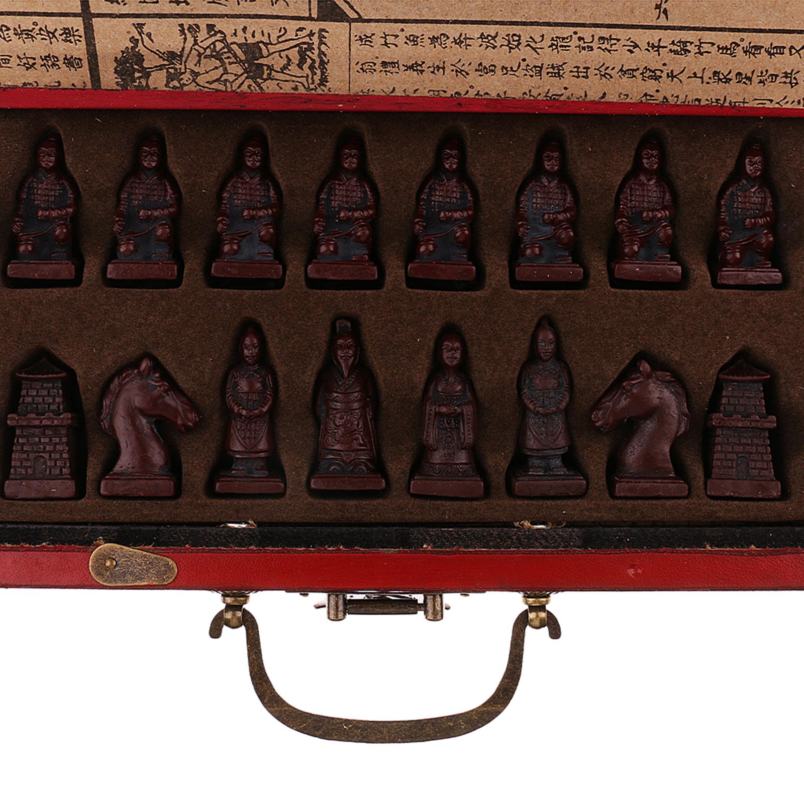Vintage Collectible Board Games - 32 ชิ้น/เซ็ตรีซิ่นหมากรุกจีนแบบดั้งเดิมพร้อมโต๊ะไม้กาแฟวินเทจเกมกระดานของเล่นคอลเลกชันของขวัญ