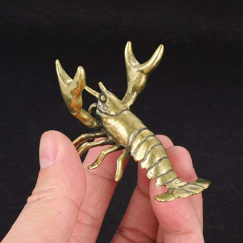Vintage Collectible Ornaments - 【F】ของตกแต่งรูปกุ้งก้ามกรามทองเหลืองแท้ สไตล์วินเทจ ที่วางปากกา ของตกแต่งโต๊ะทำงาน งานฝีมือ ของสะสม