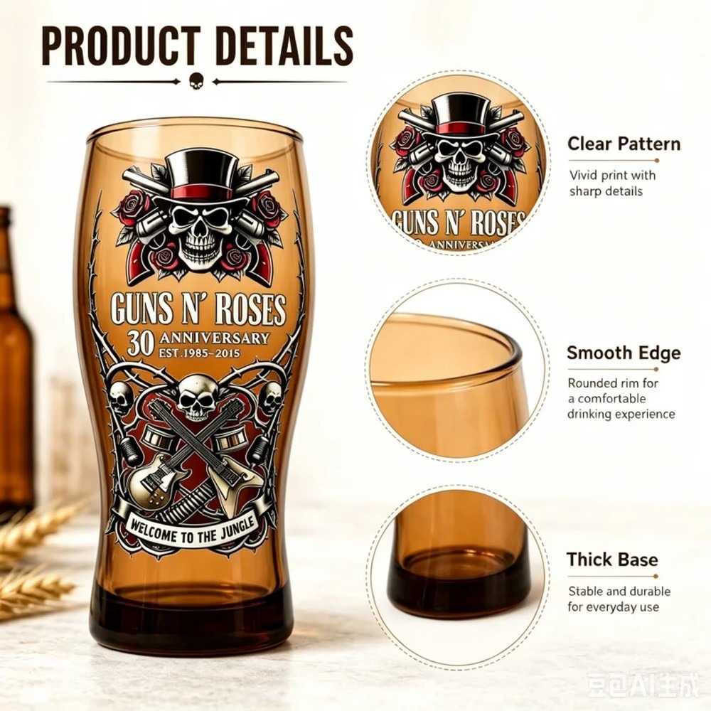แก้วเบียร์ที่ระลึก Guns N' Ros - Vintage Collectible Glass บทวิจารณ์และราคา